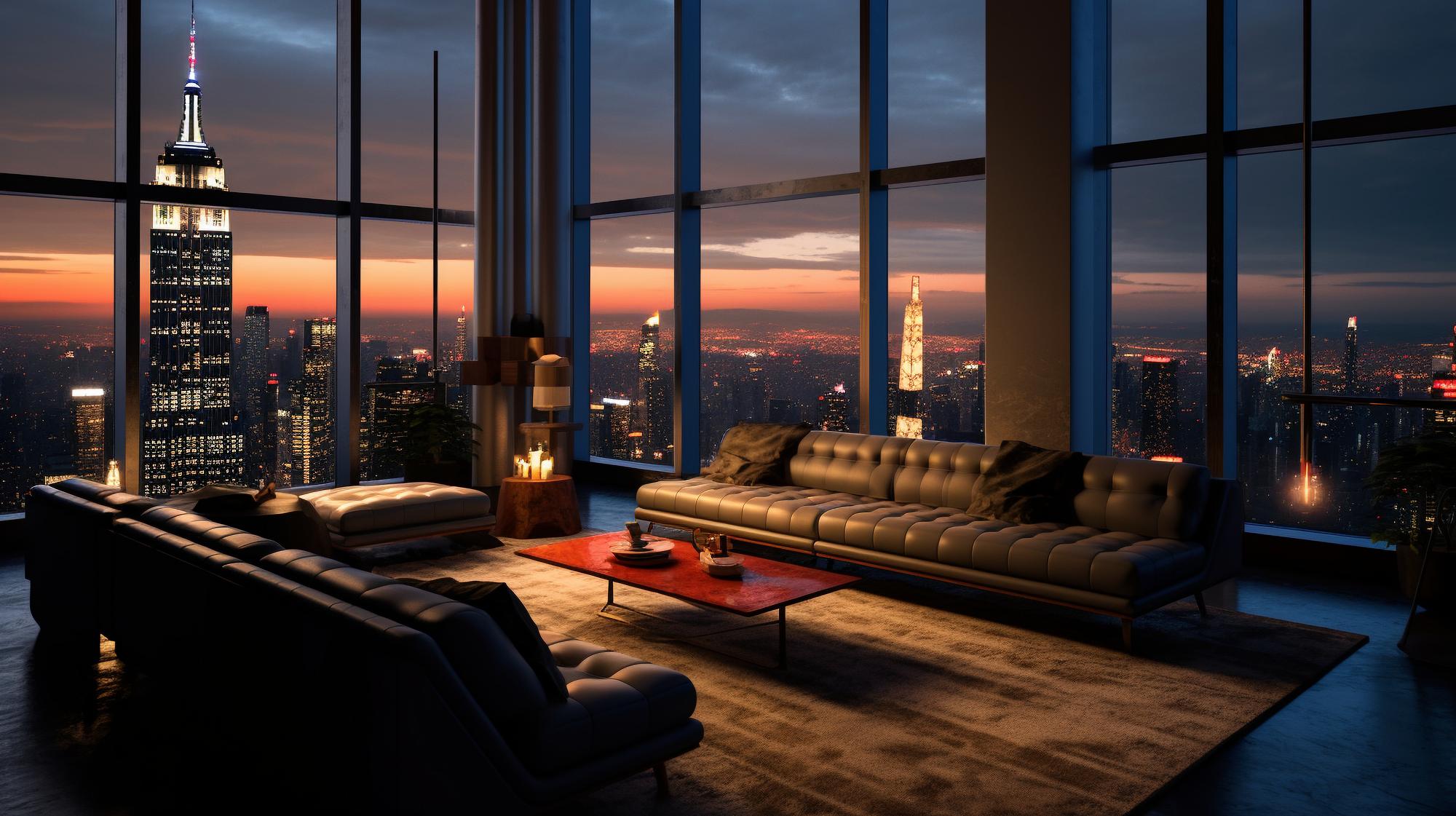 Living modern din penthouse de lux